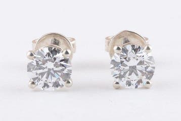 Zonder minimumprijs - Oorbellen Zilver - 3.02ct. tw. Diamant, Nieuw