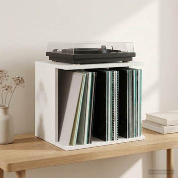 vidaXL Vinyl Platen Opslag Wit 42 x 33 x 36 cm Bewerkt hout, Verzenden, Nieuw