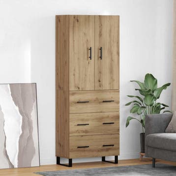vidaXL Highboard 2 st Artisan Eiken 69,5 x 34 x 180 cm, Huis en Inrichting, Kasten | Dressoirs, Verzenden, Nieuw