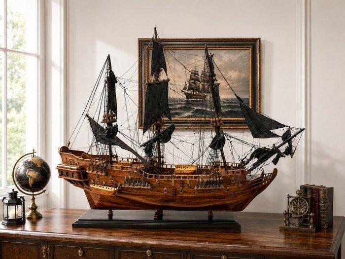ENORME Voilier Fregate Black Pearl en bois 100CM bateau, Enfants & Bébés, Jouets | Autre