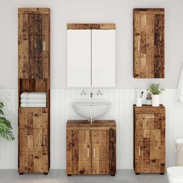 vidaXL Badkamer wandkast TULUM Oudhout 37 x 24,5 x 86 cm, Verzenden