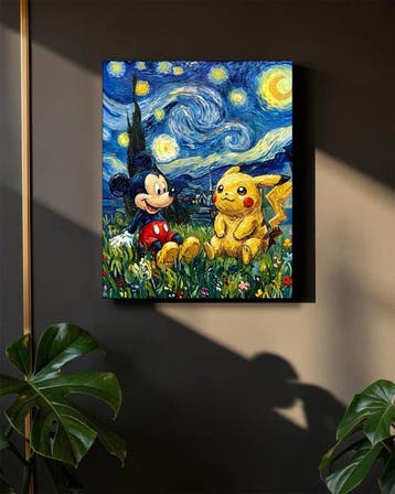 AT9 - Pikachu x Mickey: Starry Meeting - Canvas 50x40cm -, Nieuw