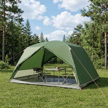 vidaXL Backpacking Tent 4-persoons Groen 185T Polyester met, Verzenden, Nieuw