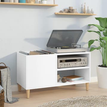 vidaXL Platenkast 84,5x38x48 cm bewerkt hout wit, Huis en Inrichting, Verzenden, Nieuw