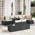 vidaXL Tuinbank Set met opslag 9 pcs Zwart Poly rattan, Verzenden, Nieuw