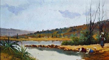 Diaz Villamil (1959) - NO RESERVE - Bord de rivière avec