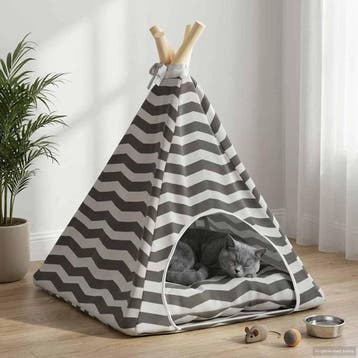 vidaXL Huisje voor huisdieren met kussen Wit en Grijs 40 x, Dieren en Toebehoren, Verzenden, Nieuw