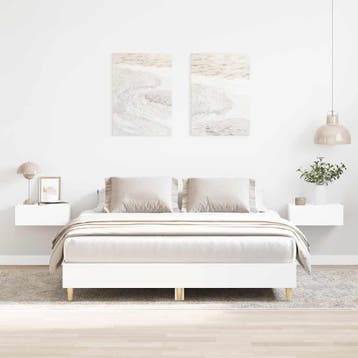 vidaXL Bedframe zonder matras 140x200 cm spaanplaat wit, Verzenden, Nieuw