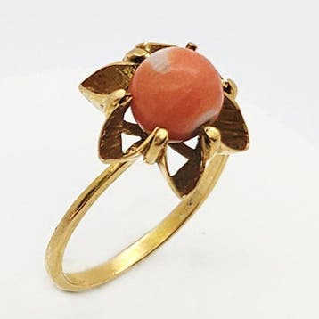 Bague - 18 carats Or jaune - 3.00ct. tw. Corail, Handtassen en Accessoires, Ringen, Nieuw