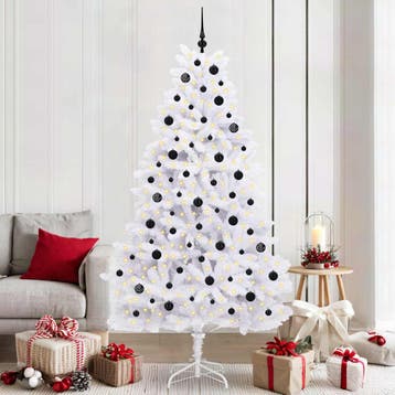 vidaXL Kunstmatige Hinged Kerstboom Wit 210 cm PVC en Staal, Verzenden, Nieuw
