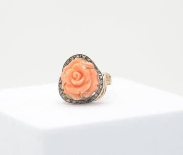 Zonder minimumprijs - Ring - 9 kt. Roségoud, Zilver Koraal -, Nieuw