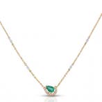 Halsketting - 14 karaat Geel goud - 0.95ct. tw. Smaragd -, Nieuw