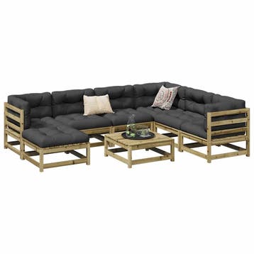 vidaXL 8-delige Loungeset geïmpregneerd grenenhout, Verzenden, Loungeset