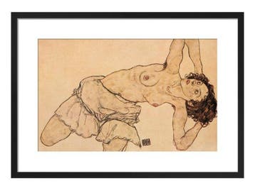 Egon Schiele - “Kneeling half-undressed woman, bending to