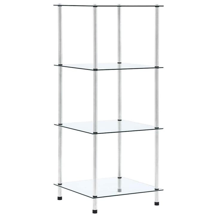 vidaXL Kastje 4-laags 40x40x100 cm gehard glas transparant, Huis en Inrichting, Kasten | Boekenkasten, Nieuw, Verzenden