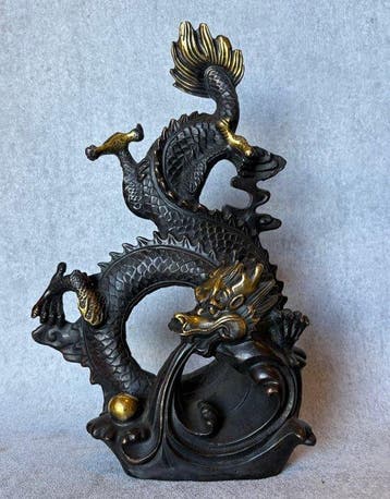 Beeld, Draak 30 cm (Zonder Minimumprijs) - 30 cm - Brons