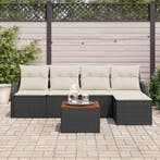 vidaXL Tuinbank Set met kussen 6 pcs Zwart poly rattan, Verzenden, Nieuw