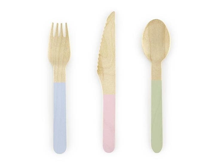 Houten Bestek Gekleurd Pastel 16cm 18 delig, Hobby & Loisirs créatifs, Articles de fête, Envoi