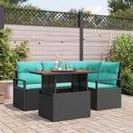 vidaXL Tuin Eettafel Set met kussen 5 pcs Zwart en, Verzenden, Nieuw