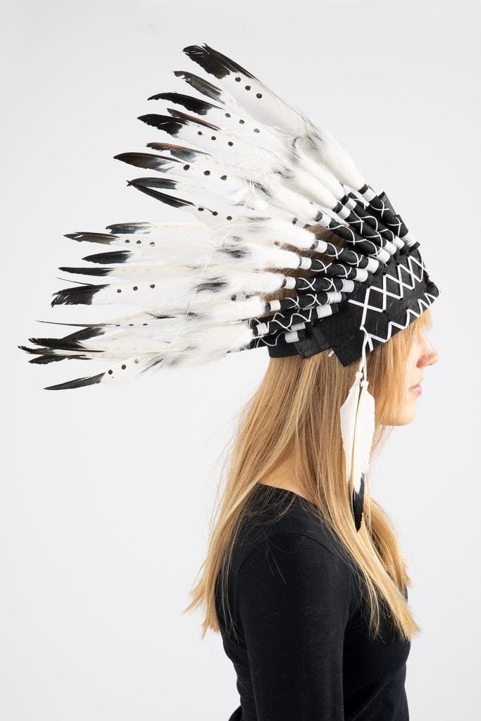 Grote Verentooi Zwart Wit Indianentooi Hoofdtooi Indiaan Too, Kleding | Heren, Carnavalskleding en Feestkleding, Nieuw, Ophalen of Verzenden