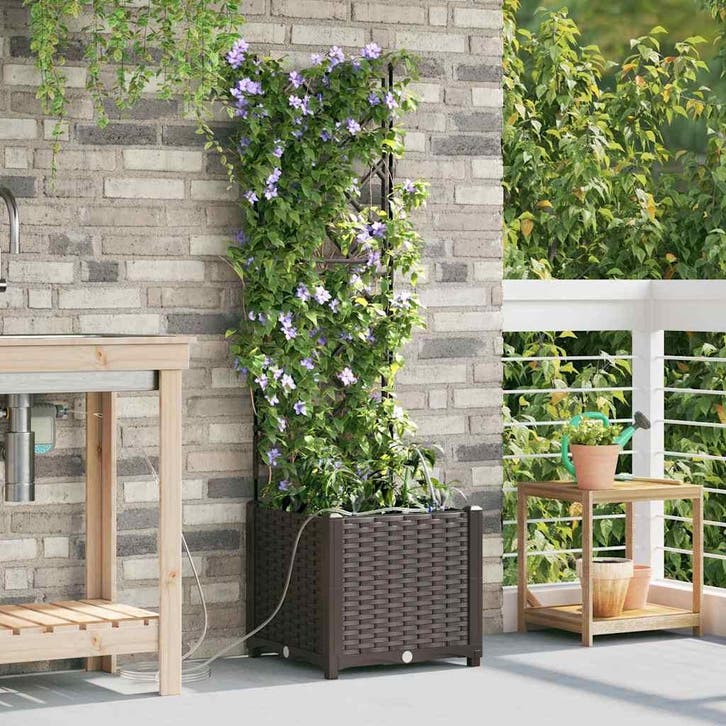 vidaXL Tuin Plantpot Bruin 40 x 40 x 142 cm Kunststof, Tuin en Terras, Bloempotten, Nieuw, Verzenden