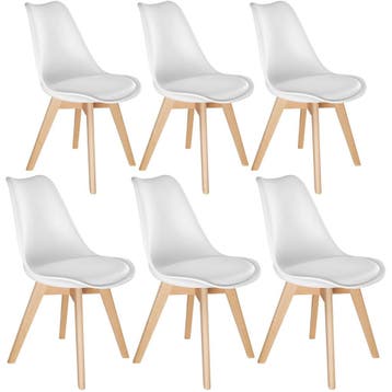 tectake Eetkamerstoelen Frederikke - wit, Set van 6, Huis en Inrichting, Stoelen, Verzenden, Nieuw