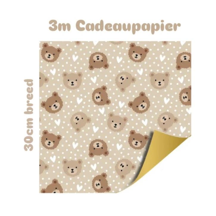 3m Cadeaupapier - Little Bear  - 30 cm - Baby - geboorte, Divers, Papier cadeau, Enlèvement ou Envoi