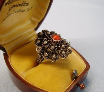 Zonder minimumprijs - Ring Zilver - 0.18ct. tw. Koraal -