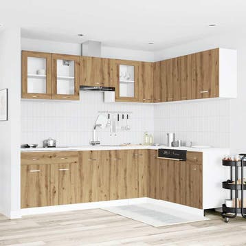 vidaXL 11-delige Keukenkastenset Lyon bewerkt hout, Verzenden, Nieuw