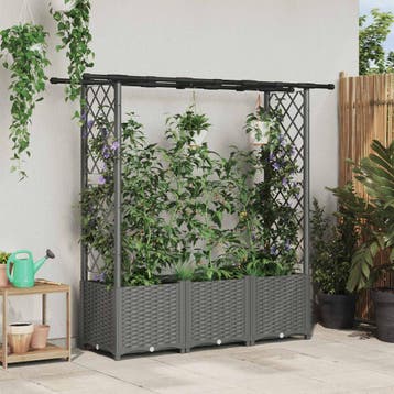 vidaXL Verhoogd Bed met Trellis en Dak Lichtgrijs 162,5 x 40, Verzenden, Nieuw