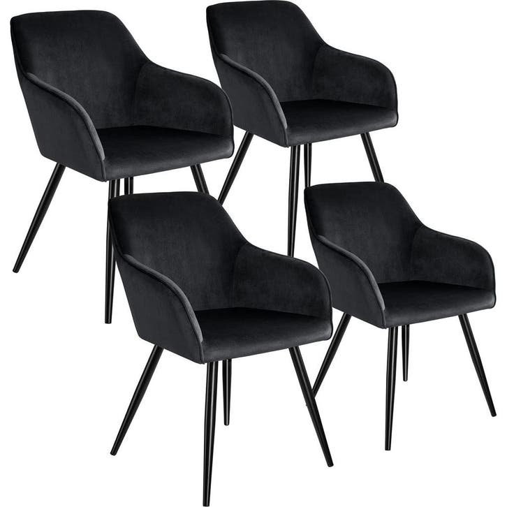 tectake Eetkamerstoel Marilyn fluweellook, zwarte stoelpoten, Huis en Inrichting, Stoelen, Verzenden