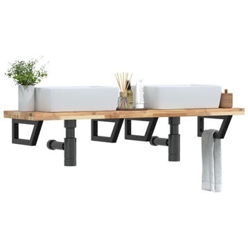 vidaXL Badkamer wandschap staal en massief acaciahout, Verzenden, Nieuw