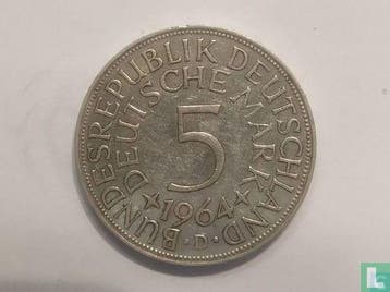 Duitsland 5 mark 1964 (D), Verzenden, Losse munt