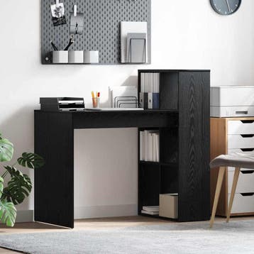vidaXL Bureau Zwart Eiken Bewerkt hout 108 x 55 x 103.5 cm, Huis en Inrichting, Verzenden, Nieuw
