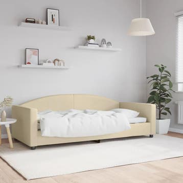 vidaXL Slaapbank 90x200 cm stof crèmekleurig, Huis en Inrichting, Verzenden, Nieuw