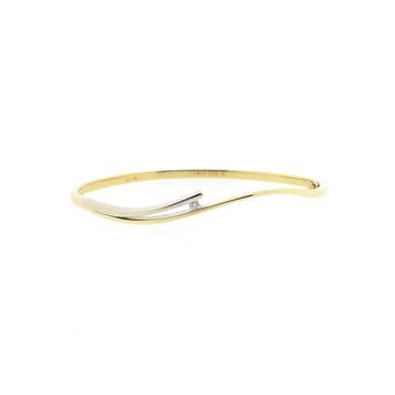 Bicolor gouden slavenarmband; Maat M, Gebruikt, Ophalen of Verzenden, Met edelsteen, Goud
