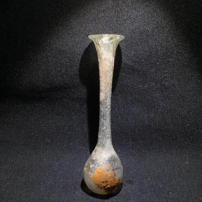 Oud-Romeins Glas Fles. Hoogte 11 cm. 1e - 2e eeuw na, Verzamelen, Mineralen en Fossielen