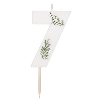 Witte Kaars 7 Jaar Gebladerd 5cm, Verzenden