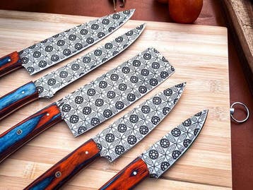 Keukenmes - Kitchen knife set - 743 - Staal, Hout,