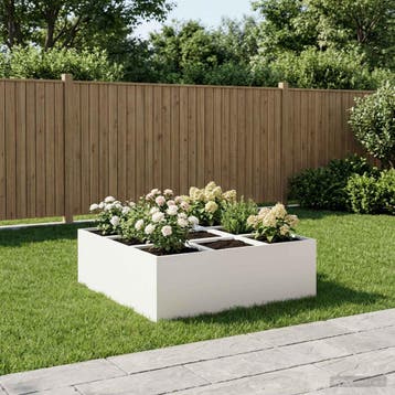 vidaXL Plantenbak Wit 100 x 100 x 50 cm Koudgewalst staal, Verzenden