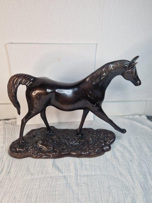 Beeld, Groot Bronzen paard - 27 cm - Brons - 1980, Antiek en Kunst, Curiosa en Brocante