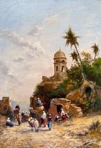 Mikhail Kraiev (1957) - Caravane aux Portes de la Ville -, Antiquités & Art, Art | Peinture | Classique