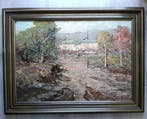 Hongaarse school (XX) - Landschap met dorpje in t verschiet, Antiek en Kunst