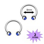 Fako Bijoux - Circular Barbell Piercing - Hoefijzer Kristal, Verzenden