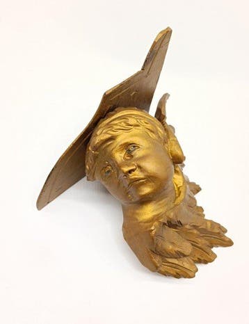 Étagère murale - Feuille dor, Bois - Cherubino ailé, Antiquités & Art