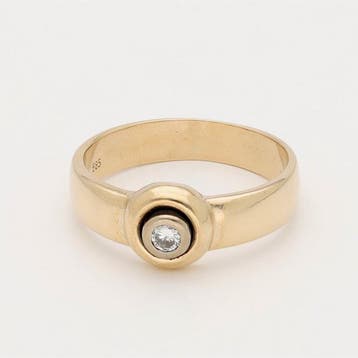 Bague - 14 carats Or jaune Diamant (Naturelle), Nieuw