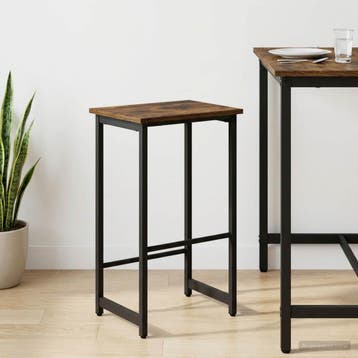 vidaXL Barkruk Gerookt eiken 40 x 32 x 74 cm Bewerkt hout, Huis en Inrichting, Barkrukken, Verzenden, Nieuw