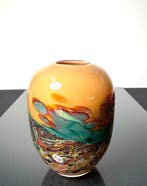 Maxence Parot - Vaas - Unieke opaline vaas en goud - Glas