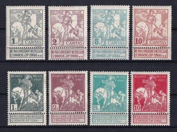 Belgique 1910/1911 - 3 séries complètes Caritas, dont des