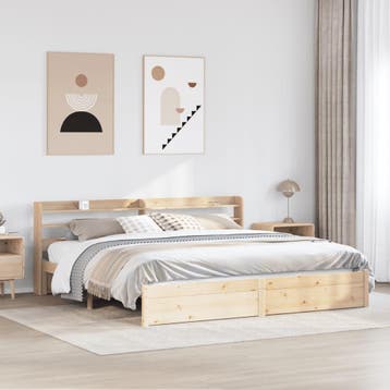 vidaXL Bedframe met hoofdbord massief grenenhout 180x200 cm, Verzenden, Nieuw